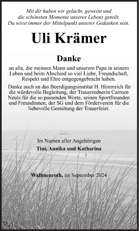 Traueranzeige von Uli Krämer von Siegener Zeitung