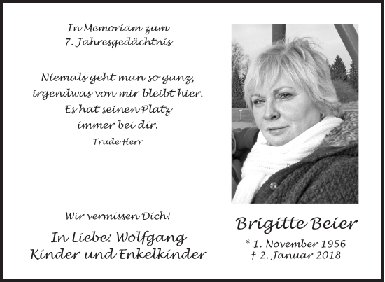 Traueranzeige von Brigitte Beier von Siegener Zeitung