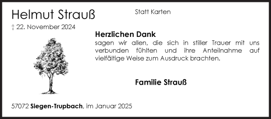 Traueranzeige von Helmut Strauß von Siegener Zeitung