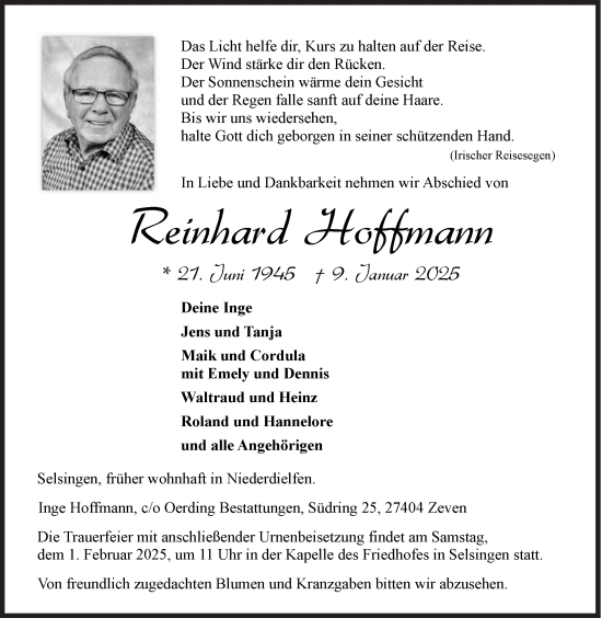 Traueranzeige von Reinhard Hoffmann von Siegener Zeitung
