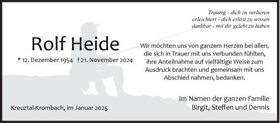 Traueranzeige von Rolf Heide von Siegener Zeitung