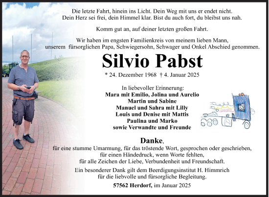 Traueranzeige von Silvio Pabst von Siegener Zeitung