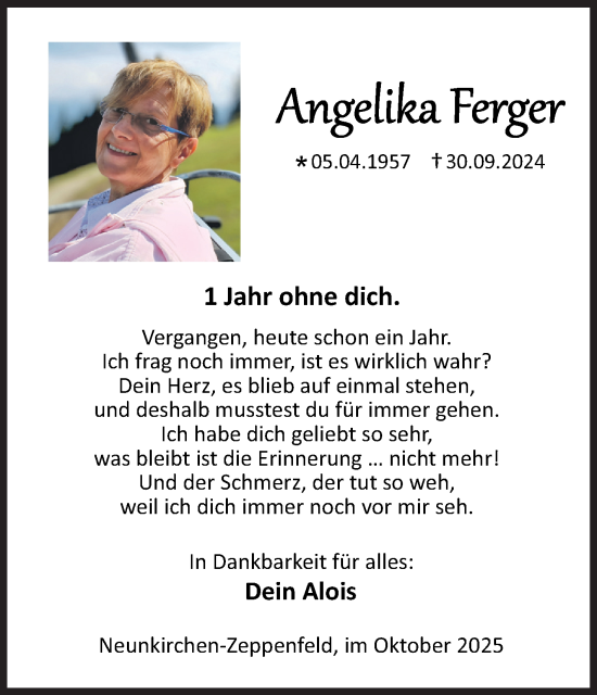 Traueranzeige von Angelika Ferger von Siegener Zeitung