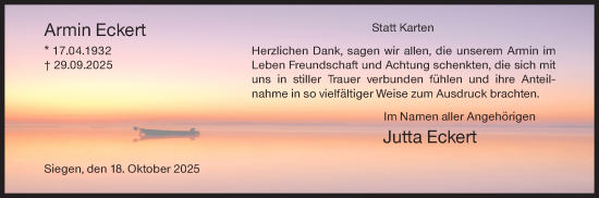 Traueranzeige von Armin Eckert von Siegener Zeitung