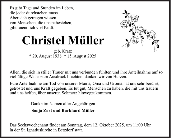 Traueranzeige von Christel Müller von Siegener Zeitung