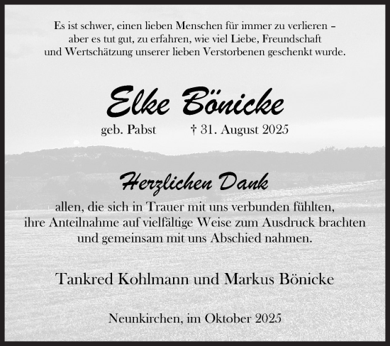 Traueranzeige von Elke Bönicke von Siegener Zeitung