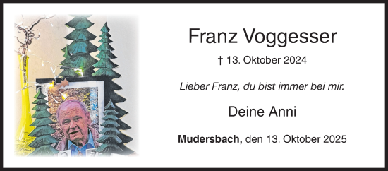 Traueranzeige von Franz Voggesser von Siegener Zeitung