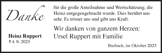 Traueranzeige von Heinz Ruppert von Siegener Zeitung