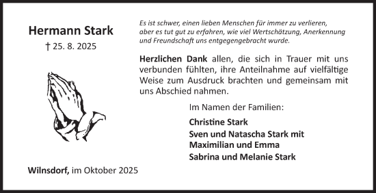 Traueranzeige von Hermann Stark von Siegener Zeitung