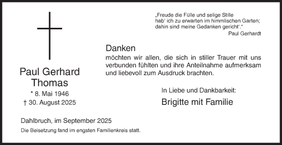 Traueranzeige von Paul Thomas von Siegener Zeitung