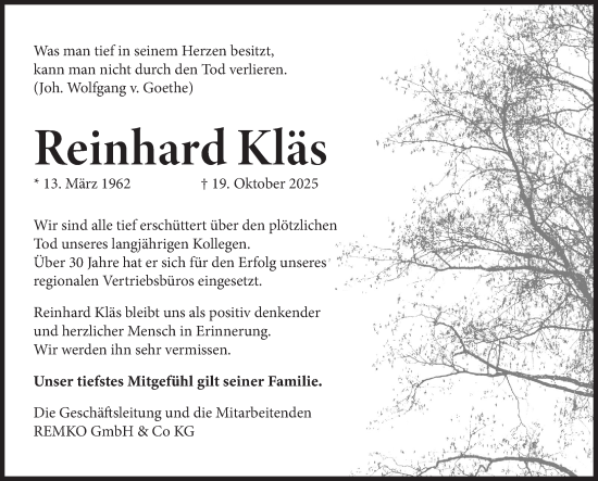 Traueranzeige von Reinhard Kläs von Siegener Zeitung