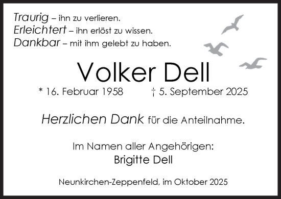 Traueranzeige von Volker Dell von Siegener Zeitung