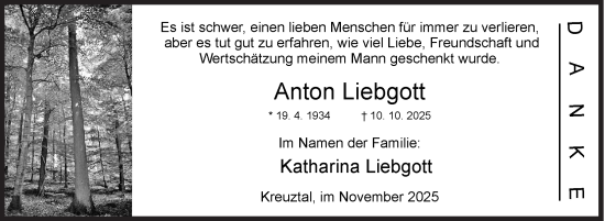 Traueranzeige von Anton Liebgott von Siegener Zeitung
