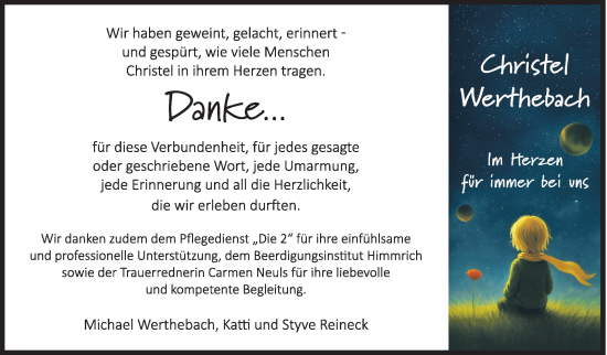 Traueranzeige von Christel Werthebach von Siegener Zeitung