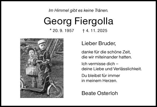 Traueranzeige von Georg Fiergolla von Siegener Zeitung