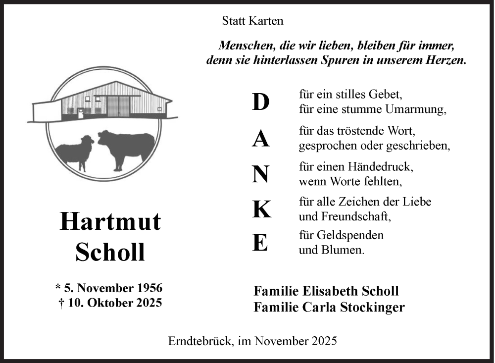  Traueranzeige für Hartmut Scholl vom 29.11.2025 aus Siegener Zeitung