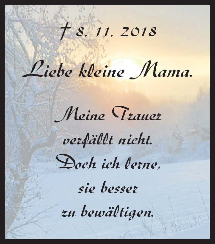  Traueranzeige für Mama  vom 08.11.2025 aus Siegener Zeitung