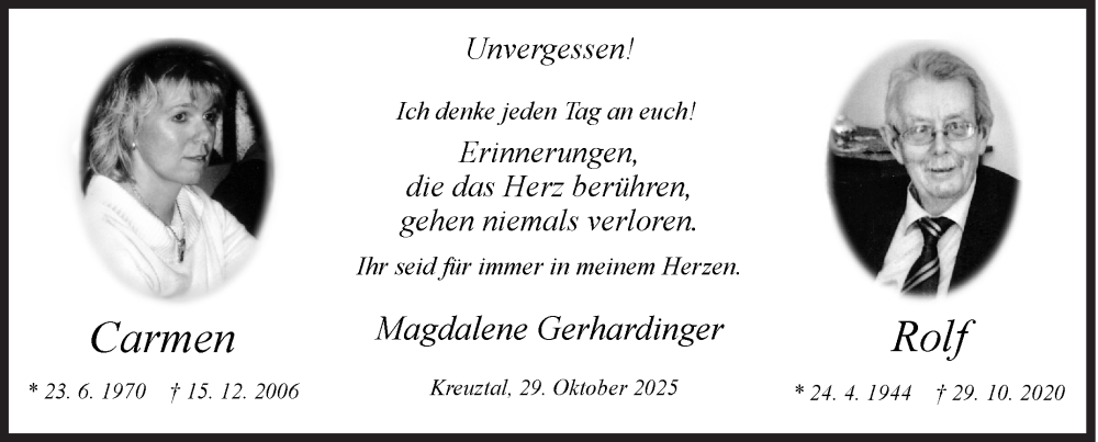  Traueranzeige für Rolf Gerhardinger vom 29.10.2025 aus Siegener Zeitung