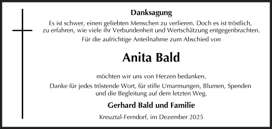 Traueranzeige von Anita Bald von Siegener Zeitung