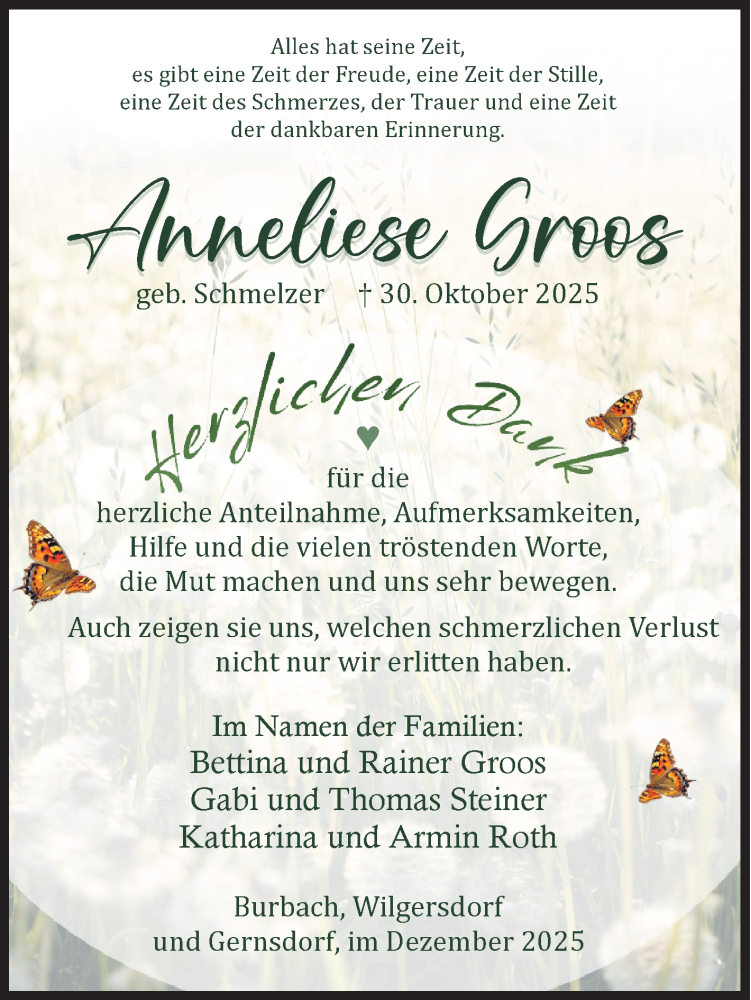 Traueranzeige für Anneliese Groos vom 20.12.2025 aus Siegener Zeitung