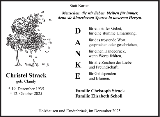Traueranzeige von Christel Strack von Siegener Zeitung
