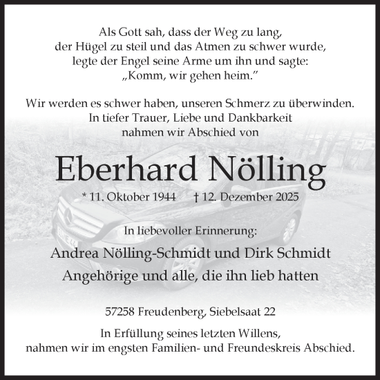 Traueranzeige von Eberhard Nölling von Siegener Zeitung