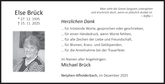 Traueranzeige von Else Brück von Siegener Zeitung