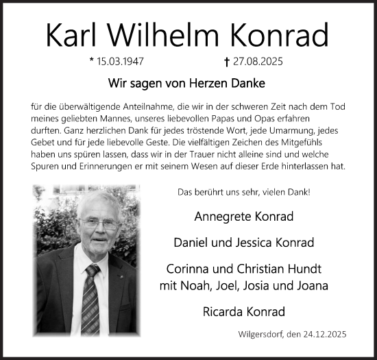 Traueranzeige von Karl Wilhelm Konrad von Siegener Zeitung