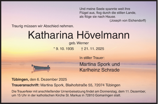 Traueranzeige von Katharina Hövelmann von Siegener Zeitung