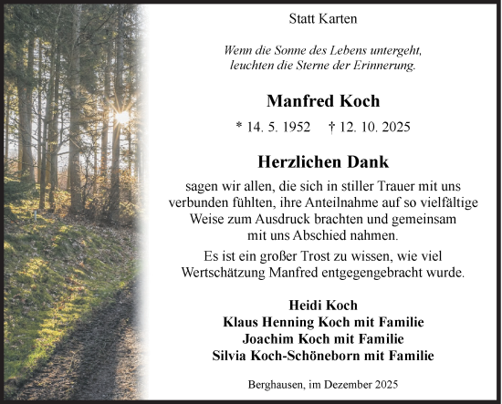 Traueranzeige von Manfred Koch von Siegener Zeitung