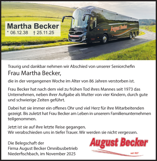 Traueranzeige von Martha Becker von Siegener Zeitung
