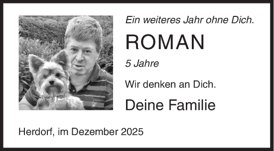 Traueranzeige von Roman  von Siegener Zeitung