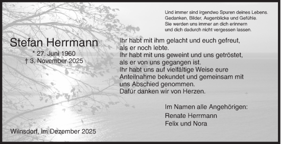 Traueranzeige von Stefan Herrmann von Siegener Zeitung