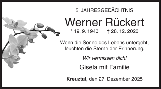 Traueranzeige von Werner Rückert von Siegener Zeitung