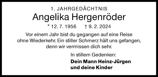 Traueranzeige von Angelika Hergenröder von Siegener Zeitung