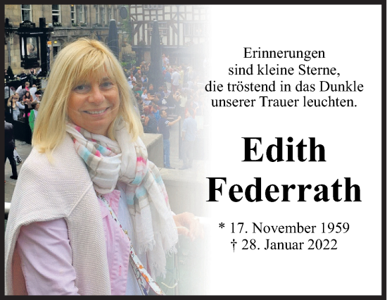Traueranzeige von Edith Federrath von Siegener Zeitung