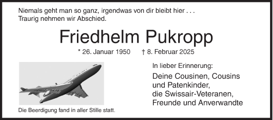 Traueranzeige von Friedhelm Pukropp von Siegener Zeitung