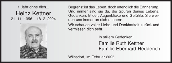 Traueranzeige von Heinz Kettner von Siegener Zeitung