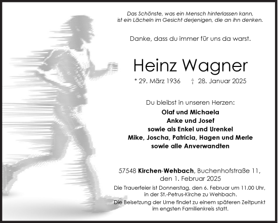 Traueranzeige von Heinz Wagner von Siegener Zeitung