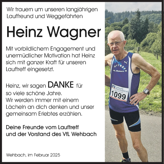 Traueranzeige von Heinz Wagner von Siegener Zeitung