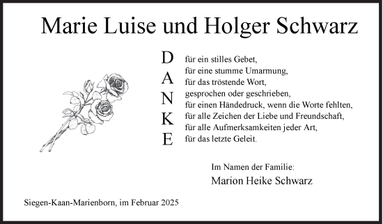 Traueranzeige von Holger Schwarz von Siegener Zeitung