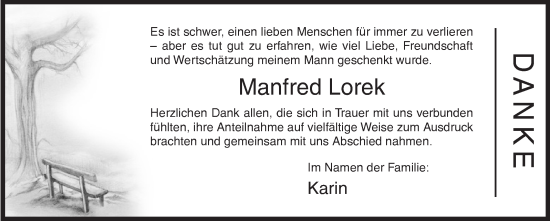 Traueranzeige von Manfred Lorek von Siegener Zeitung