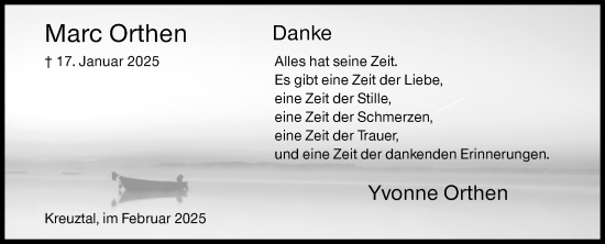 Traueranzeige von Marc Orthen von Siegener Zeitung