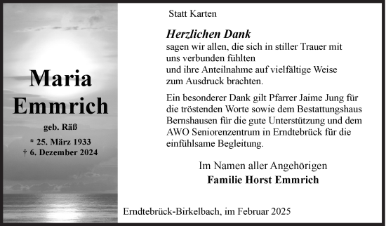 Traueranzeige von Maria Emmrich von Siegener Zeitung