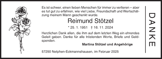 Traueranzeige von Reimund Stötzel von Siegener Zeitung