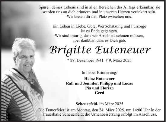 Traueranzeige von Brigitte Euteneuer von Siegener Zeitung