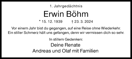 Traueranzeige von Erwin Böhm von Siegener Zeitung