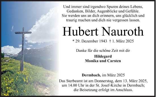 Traueranzeige von Hubert Nauroth von Siegener Zeitung