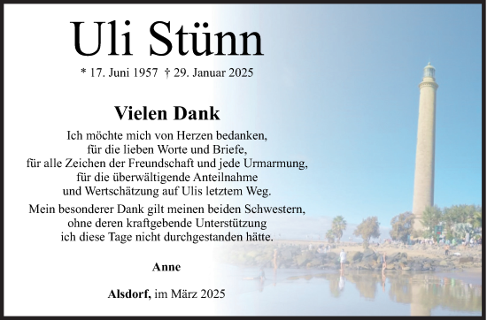 Traueranzeige von Uli Stünn von Siegener Zeitung