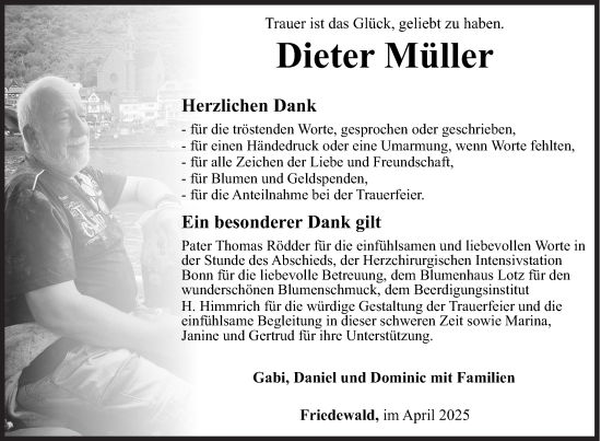 Traueranzeige von Dieter Müller von Siegener Zeitung